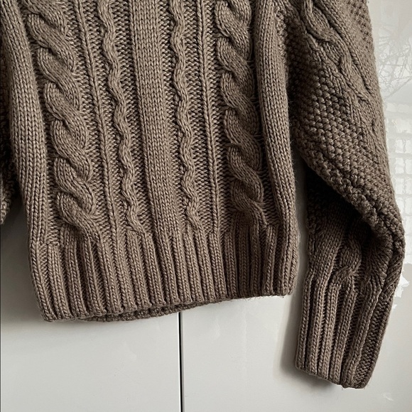 ASTR REVOLVE Taupe Brown Cable Knit Turtleneck Cropped Sweater, Size M - Picture 15 of 15